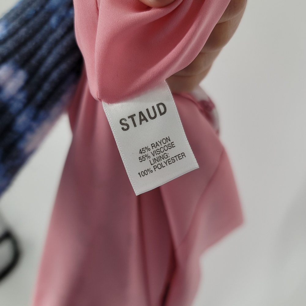 Staud Lara Dress Blush Pink Red Mushroom Print Size 0 NEW - Picture 9 of 11